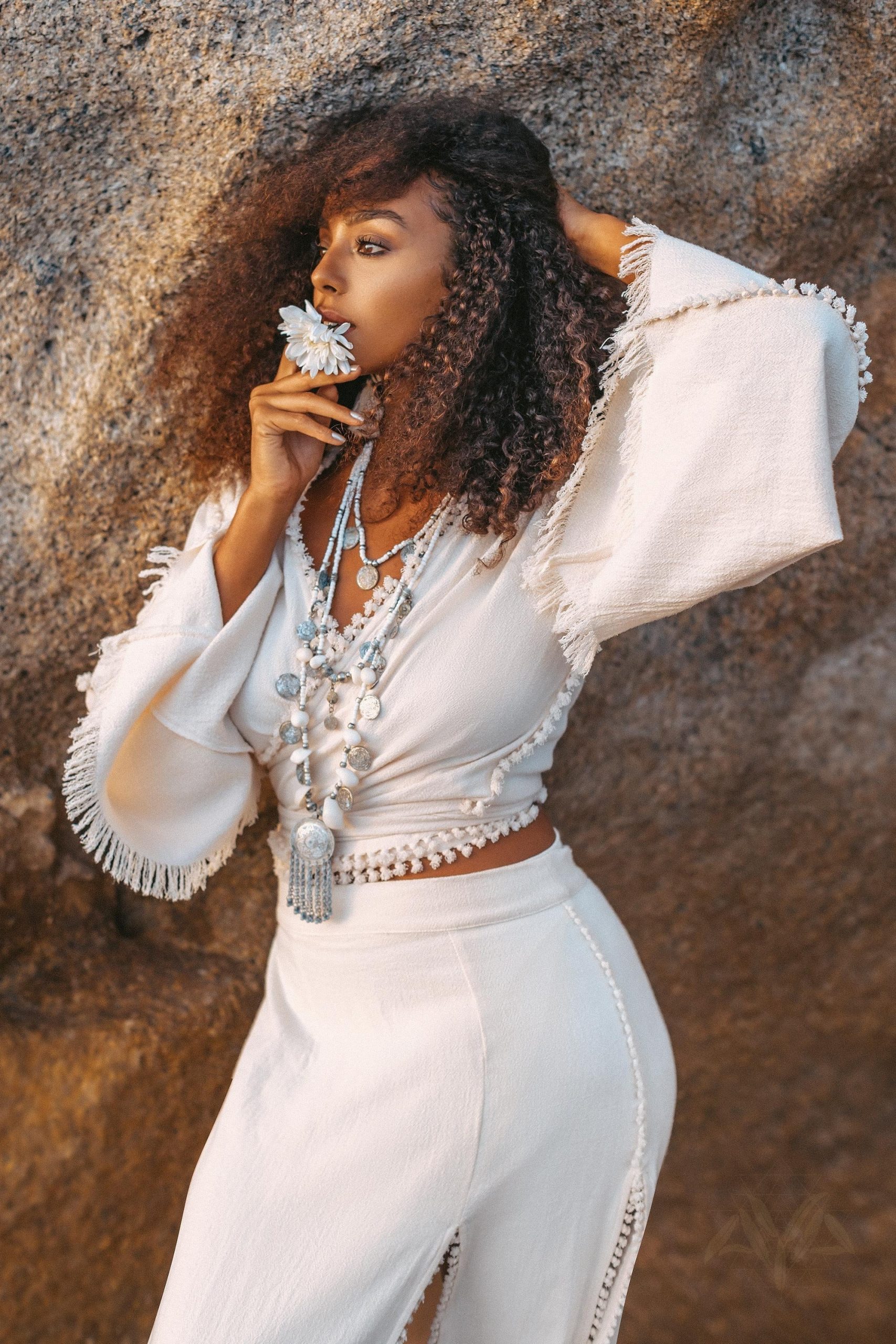 Off White Bell Sleeve Top Bridal Goddess Robe